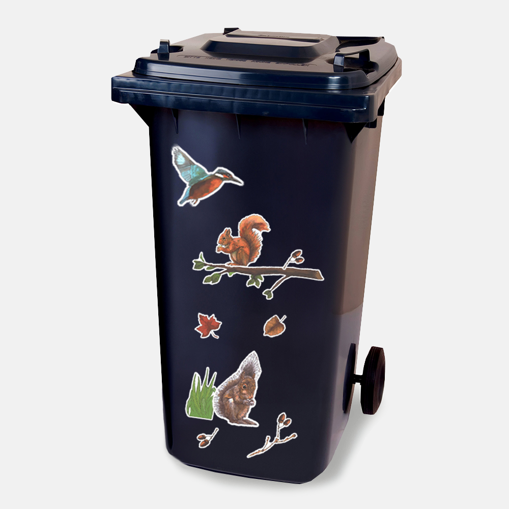 Stickervel - Eekhoorn - container sticker - afvalbak - vuilnisbak - brievenbus