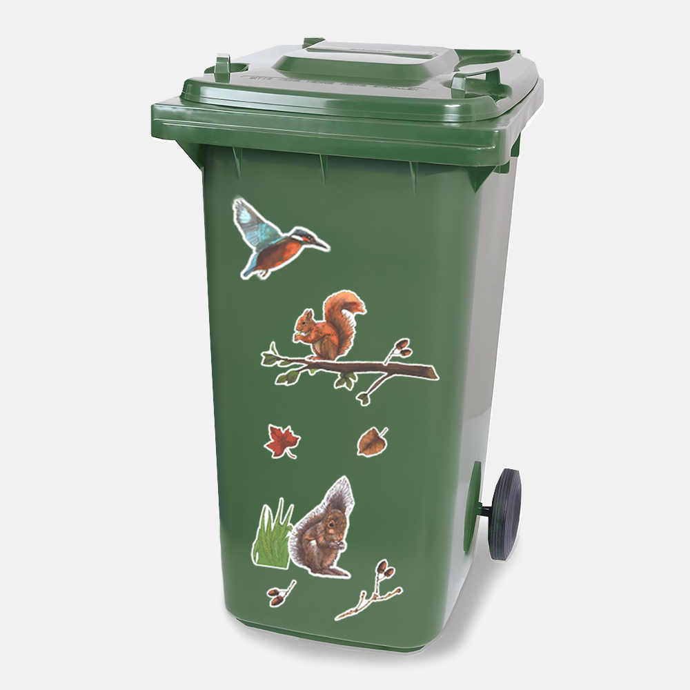 Stickervel - Eekhoorn - container sticker - afvalbak - vuilnisbak - brievenbus