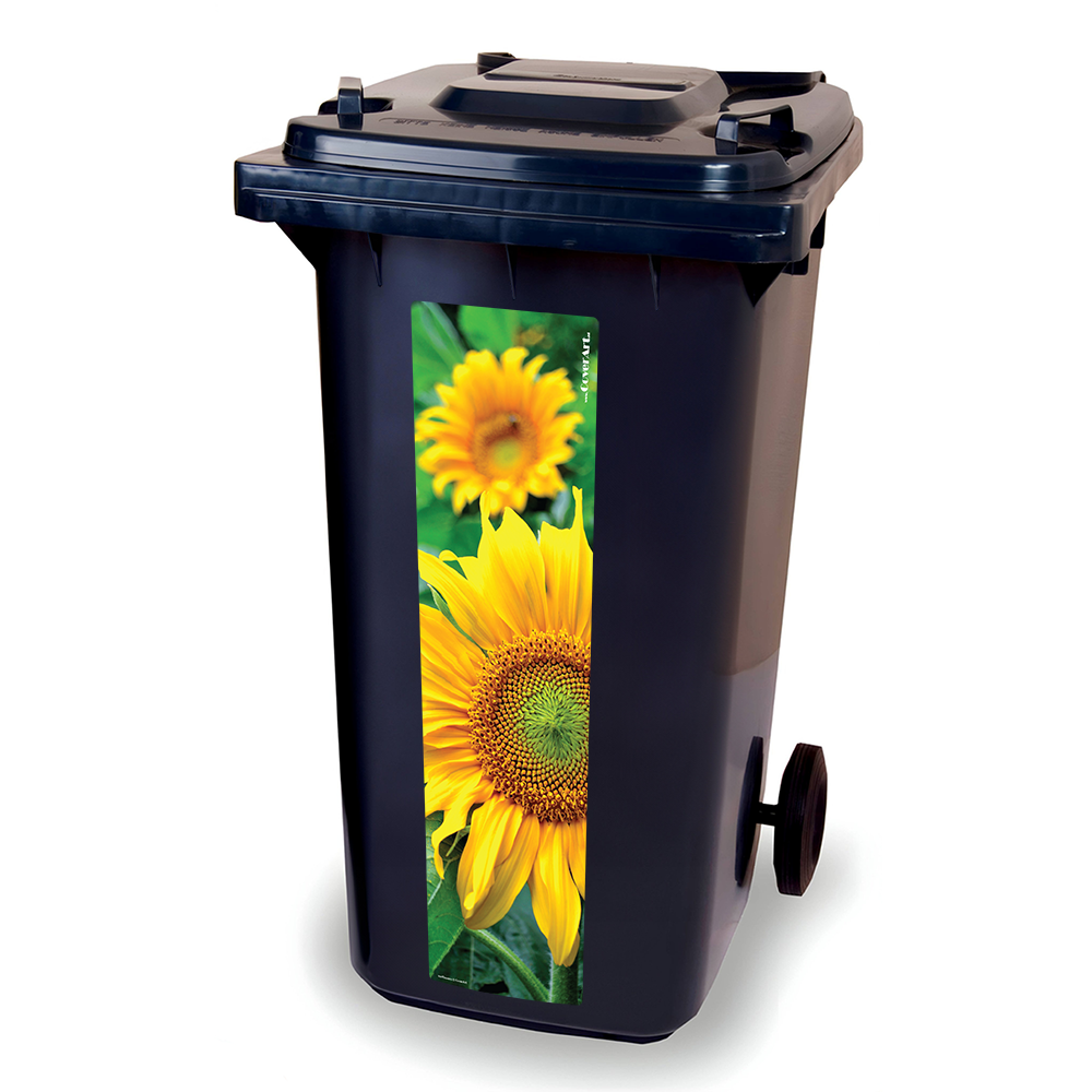 Kliko strip - Zonnebloem - container sticker - afvalbak sticker