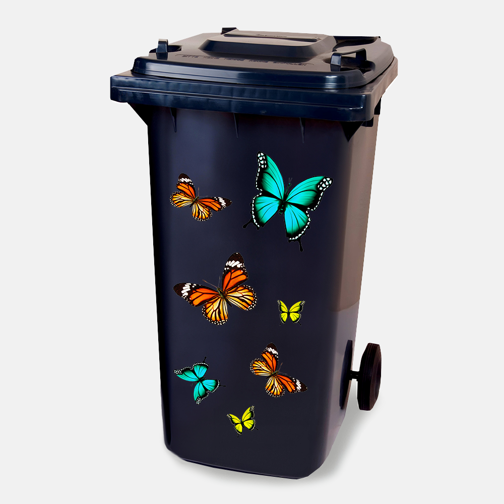 Stickervel - Vlinders - container sticker - afvalbak - vuilnisbak - brievenbus