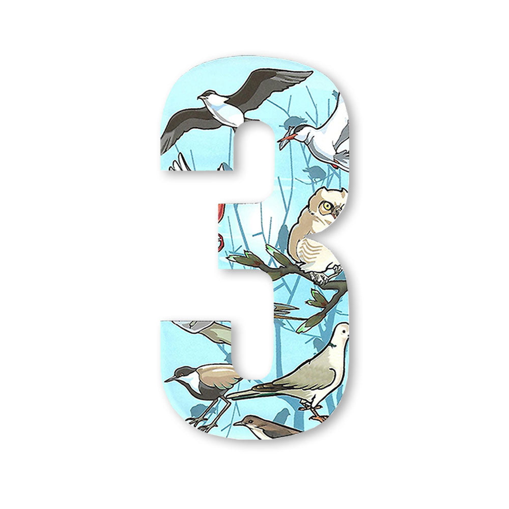 Huisnummer sticker Vogel, nummer 3