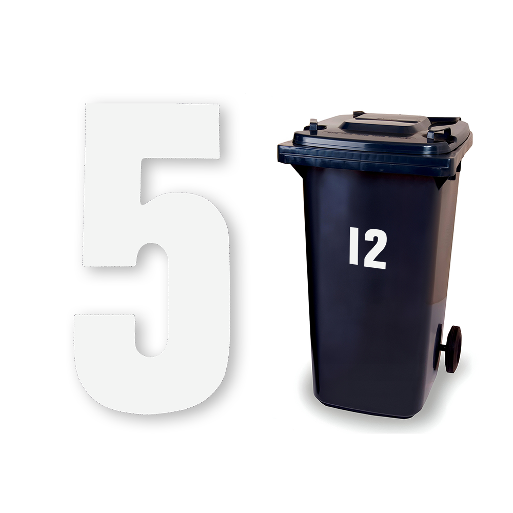 Huisnummer sticker Wit Groot, nummer 5