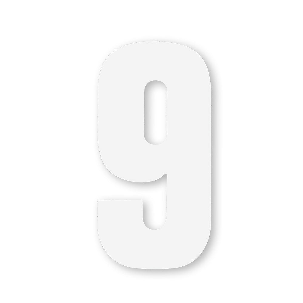 Huisnummer sticker Wit Groot, nummer 9