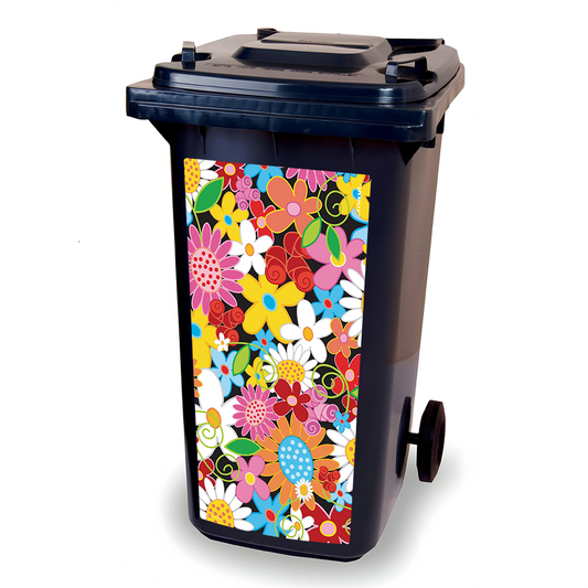 Kliko sticker - Flower Power - container sticker - afvalbak sticker