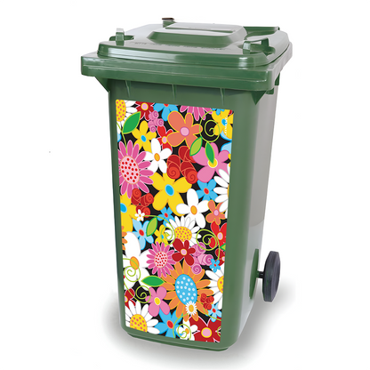 Kliko sticker - Flower Power - container sticker - afvalbak sticker