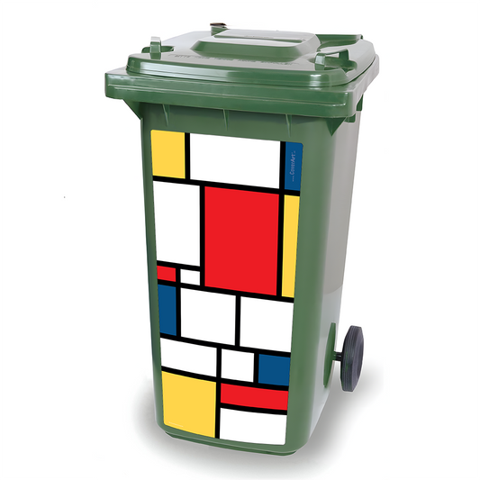 Kliko sticker - Mondriaan Tableau I - container sticker - afvalbak sticker