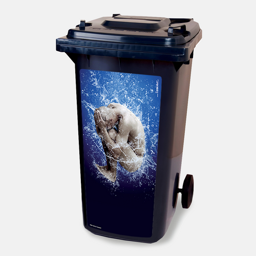 Kliko sticker Aqua Man: een zwemmer onder water in blauwtinten, vinylsticker van 80 x 37 cm