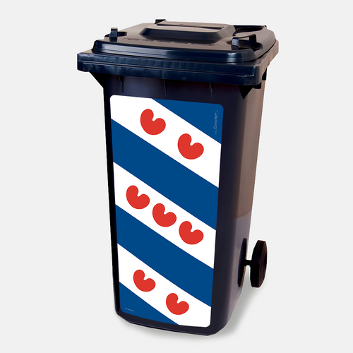 Kliko sticker Friese Vlag met de Friese vlag op een kliko afvalcontainer