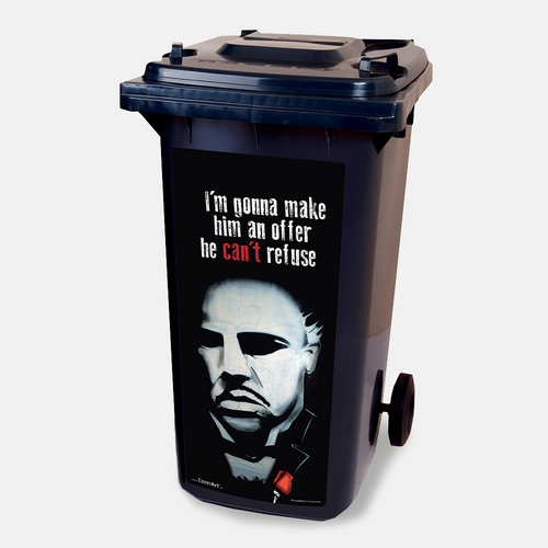 Kliko sticker Godfather: een filmisch portret in zwart-wit, Godfather-stijl, vinylsticker van 80 x 37 cm