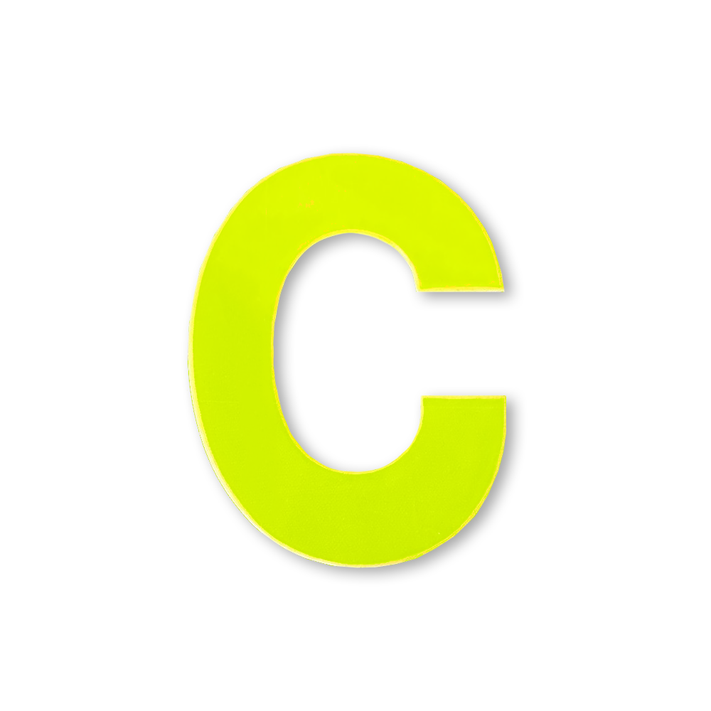 Huisletter sticker Reflecterend Geel, letter C