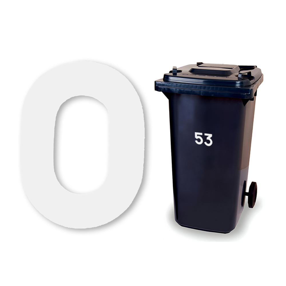 Huisnummer sticker Wit Klein, nummer 0