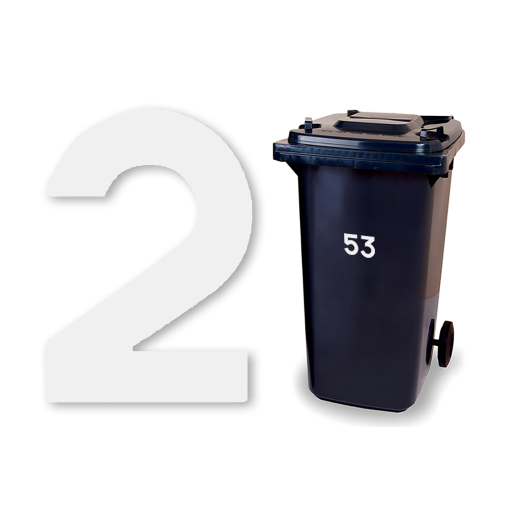 Huisnummer sticker Wit Klein, nummer 2