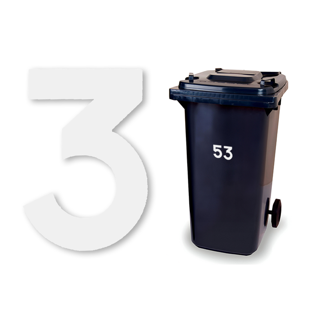 Huisnummer sticker Wit Klein, nummer 3