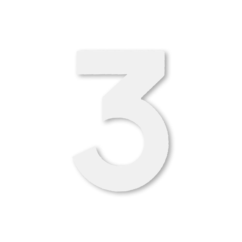 Huisnummer sticker Wit Klein, nummer 3