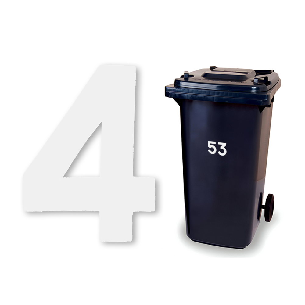 Huisnummer sticker Wit Klein, nummer 4