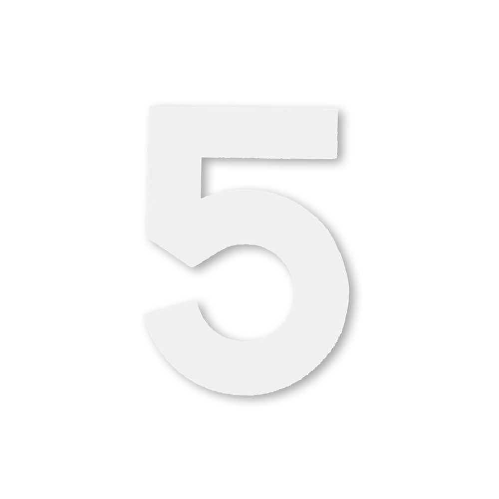 Huisnummer sticker Wit Klein, nummer 5