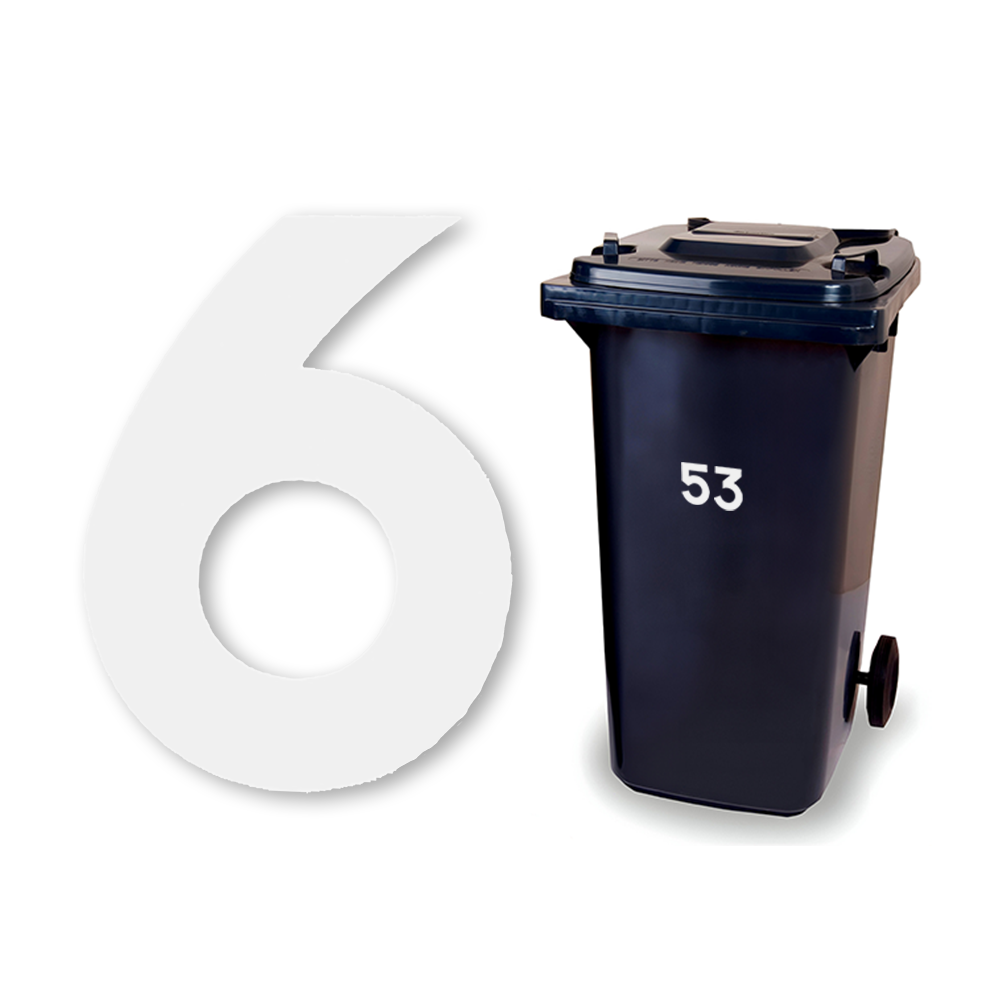 Huisnummer sticker Wit Klein, nummer 6