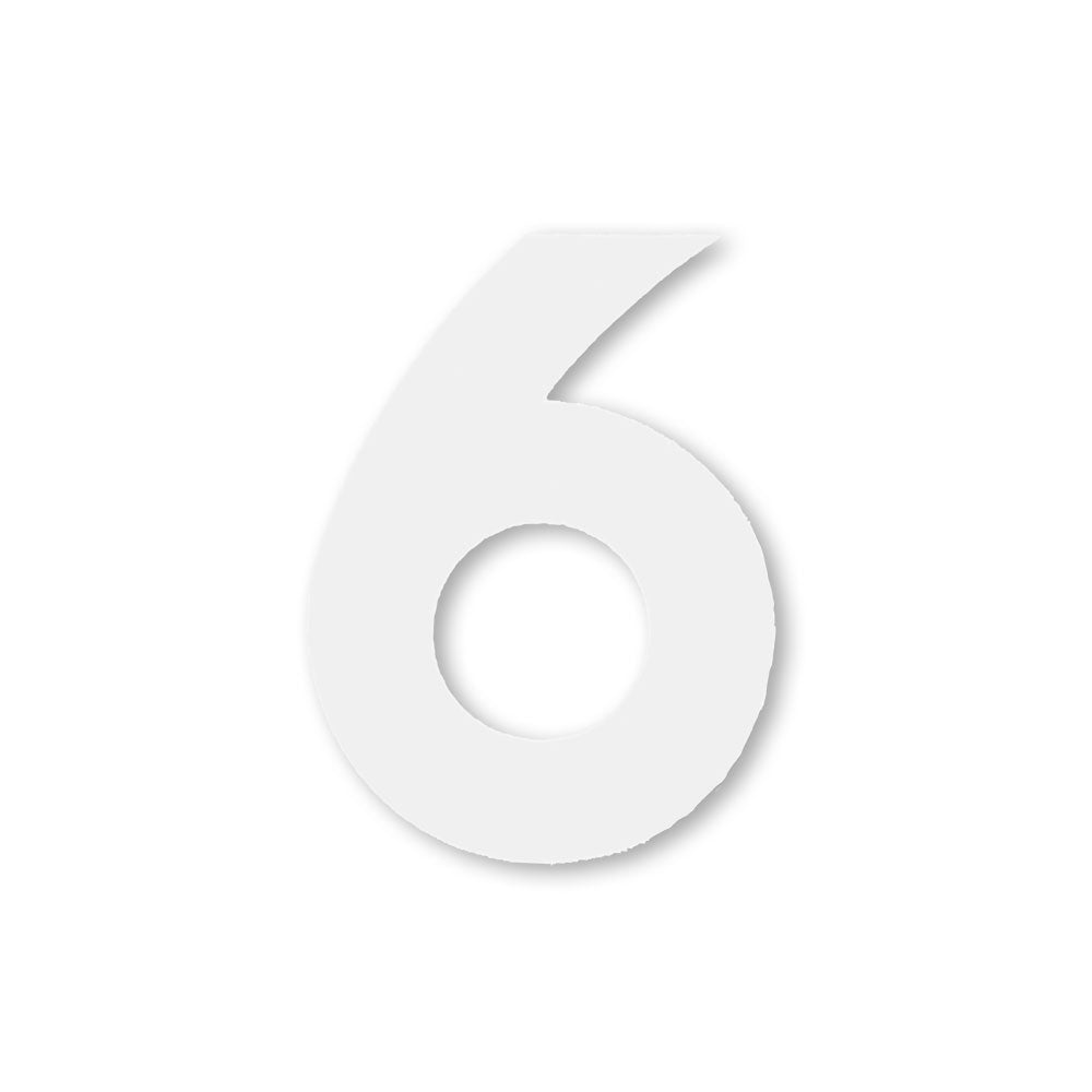 Huisnummer sticker Wit Klein, nummer 6