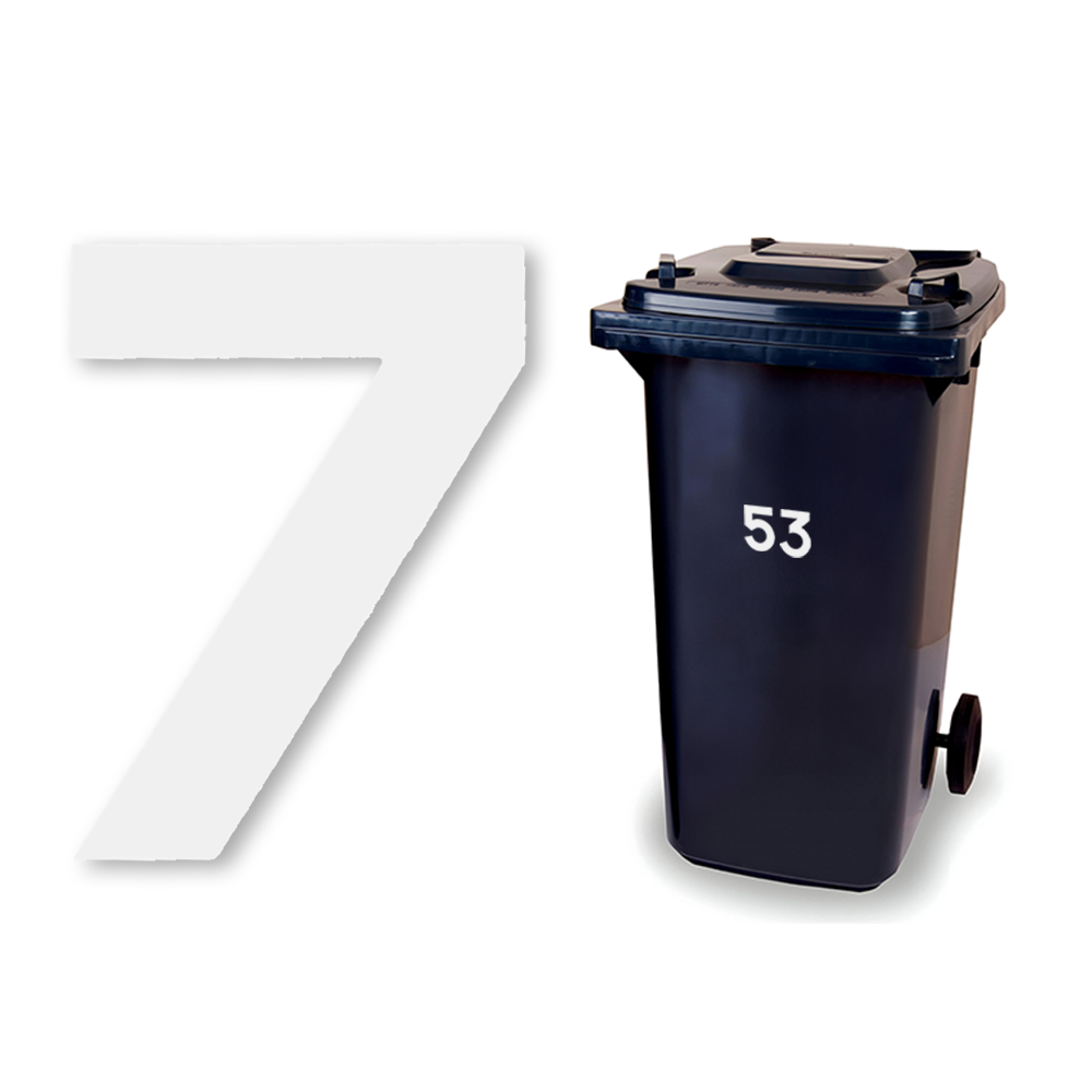 Huisnummer sticker Wit Klein, nummer 7