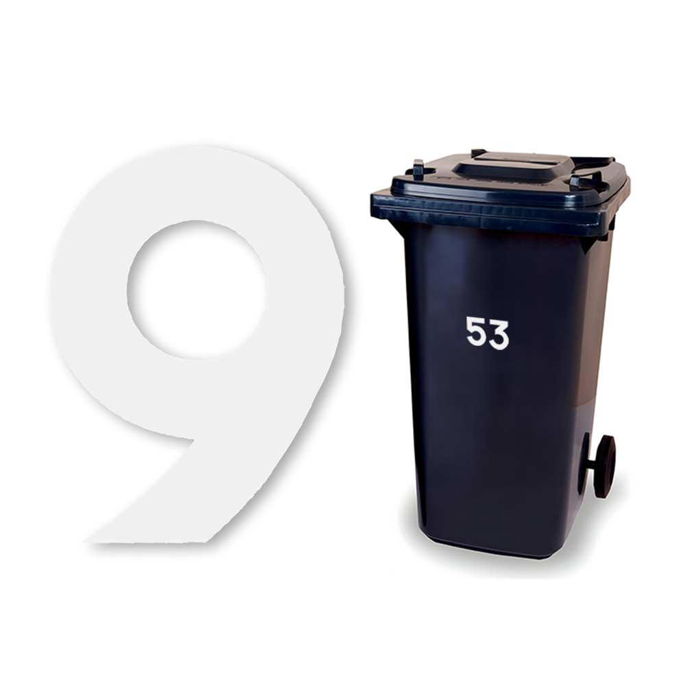 Huisnummer sticker Wit Klein, nummer 9