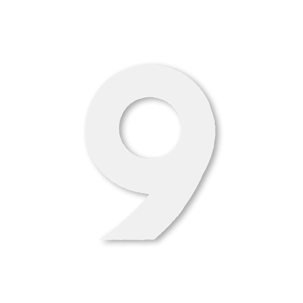 Huisnummer sticker Wit Klein, nummer 9