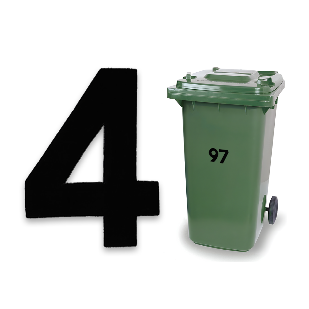 Huisnummer sticker Zwart Klein, nummer 4