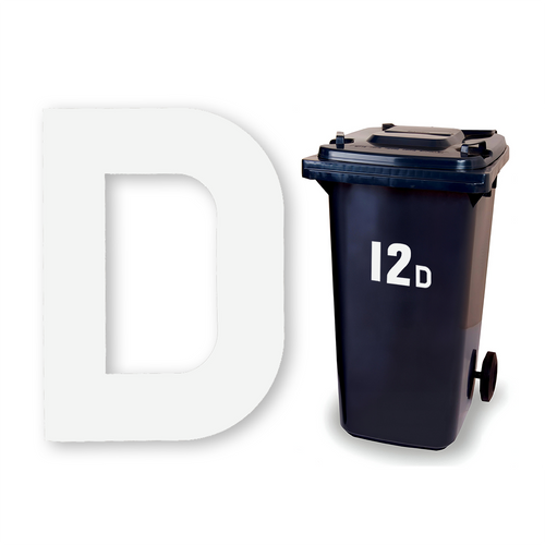 Huisletter sticker Wit klein: witte letter D, vinylsticker van 8.5 x 6 cm