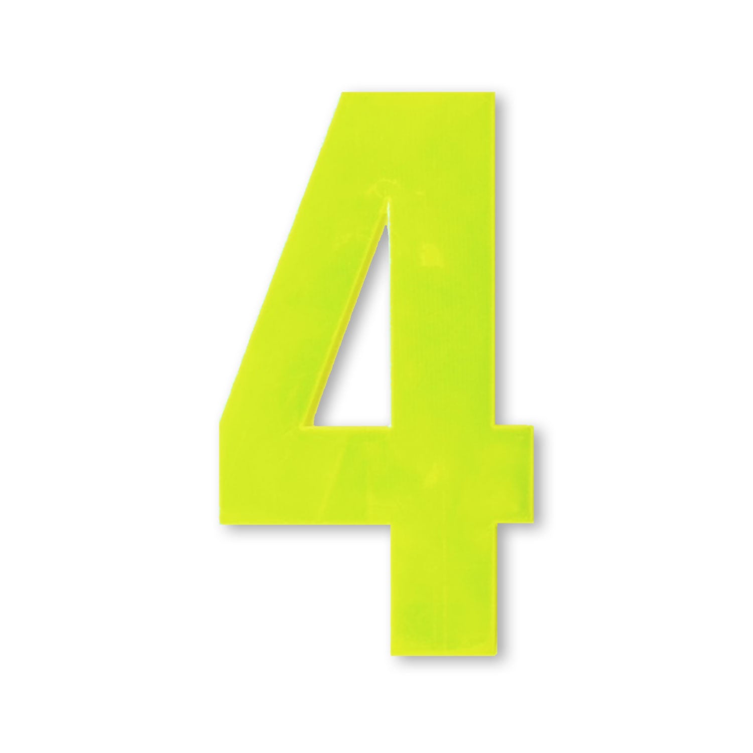 Huisnummer sticker Reflecterend Geel, nummer 4