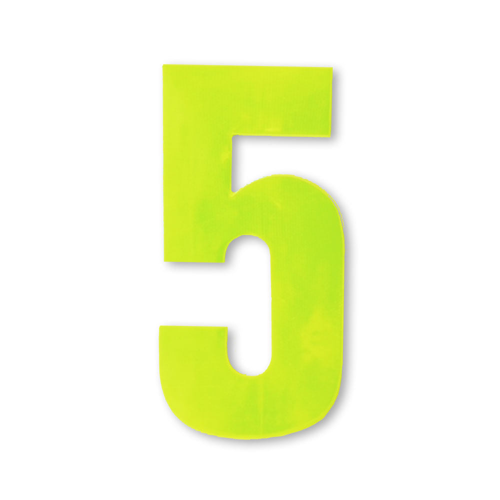 Huisnummer sticker Reflecterend Geel, nummer 5