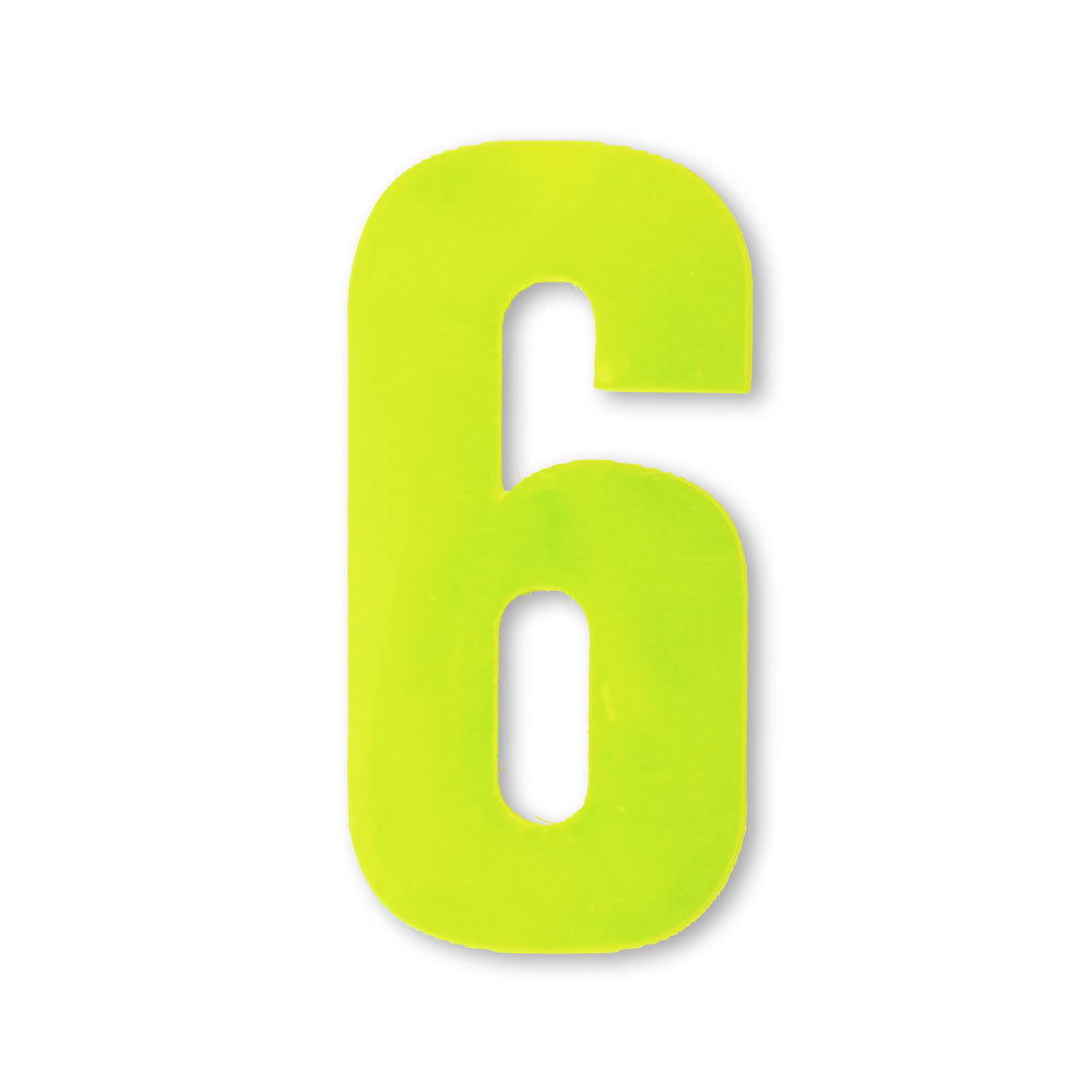 Huisnummer sticker Reflecterend Geel, nummer 6