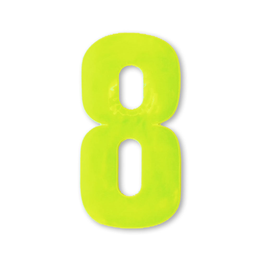 Huisnummer sticker Reflecterend Geel, nummer 8