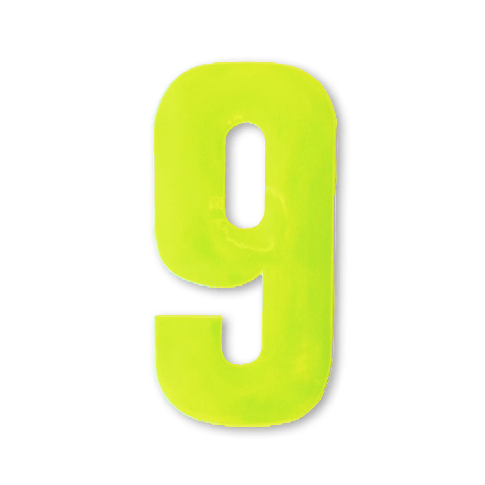 Huisnummer sticker Reflecterend Geel, nummer 9