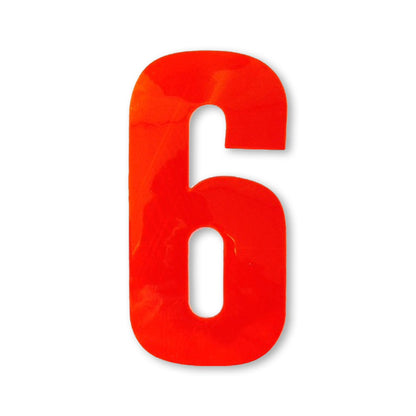 Huisnummer sticker Reflecterend Rood, nummer 6