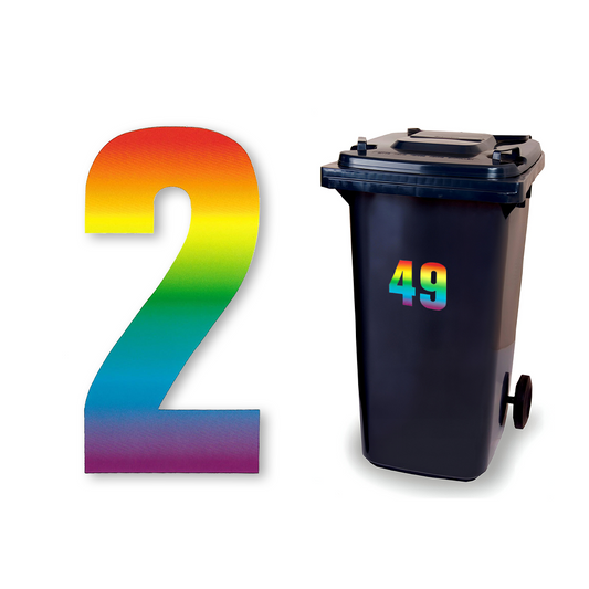 Huisnummer sticker Regenboog, nummer 2