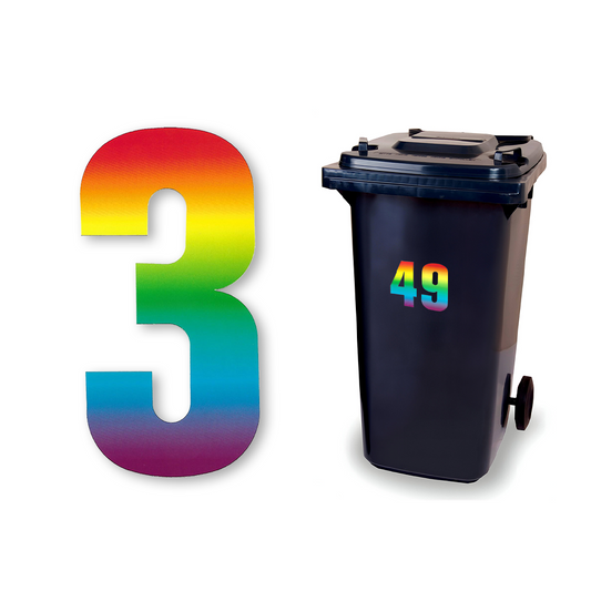 Huisnummer sticker Regenboog, nummer 3