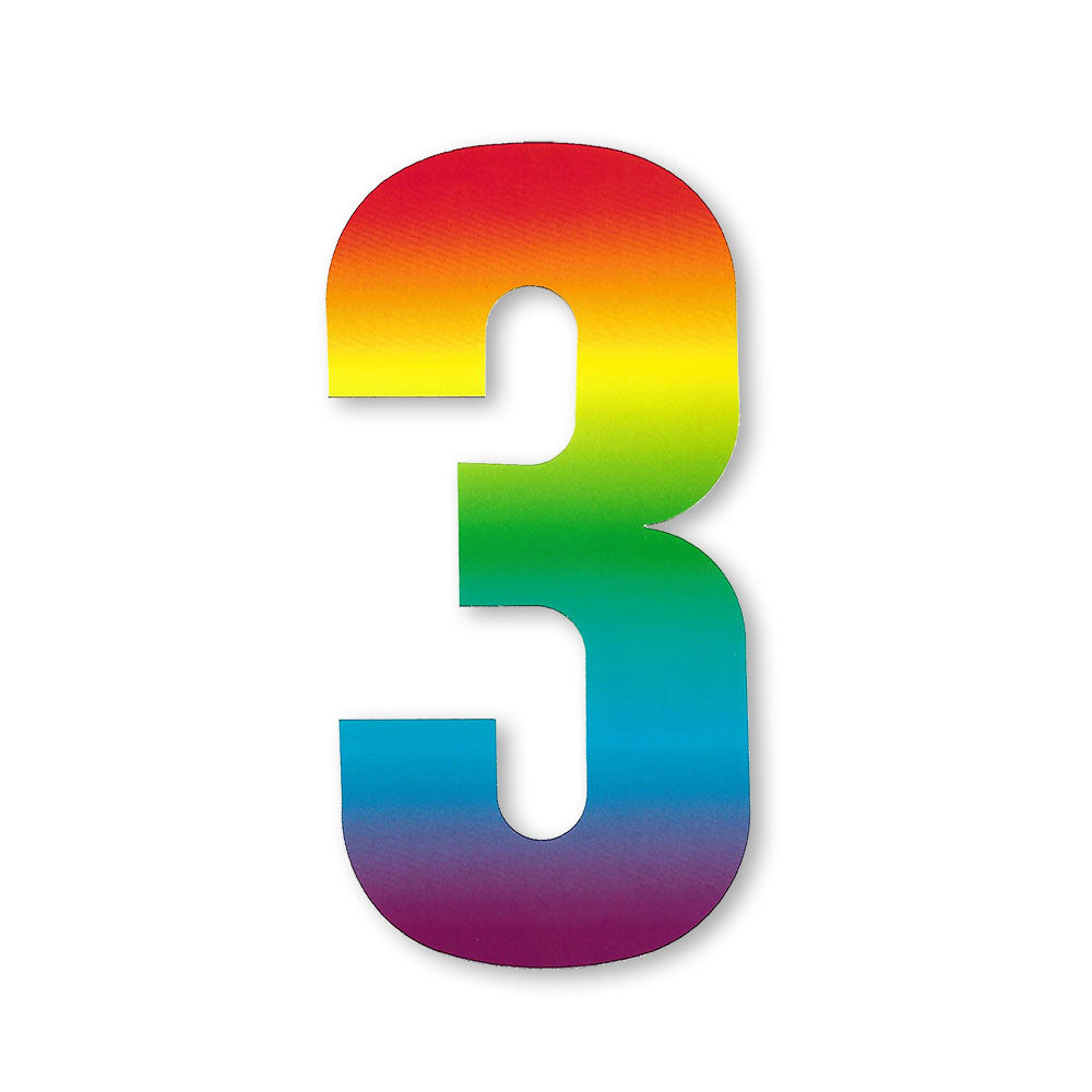 Huisnummer sticker Regenboog, nummer 3