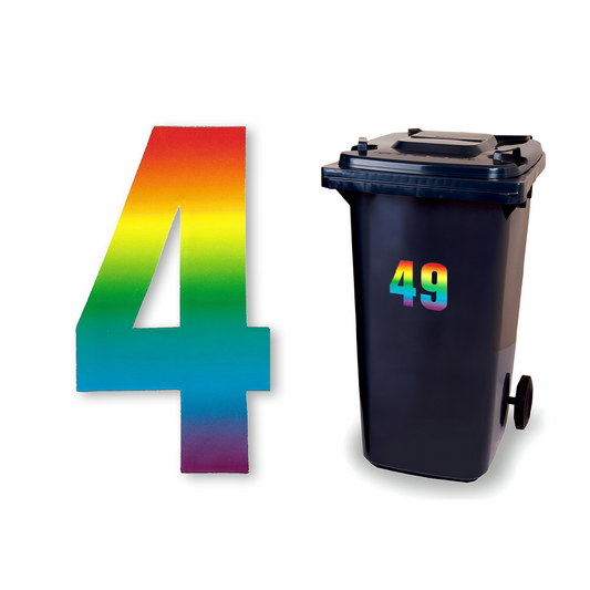 Huisnummer sticker Regenboog, nummer 4