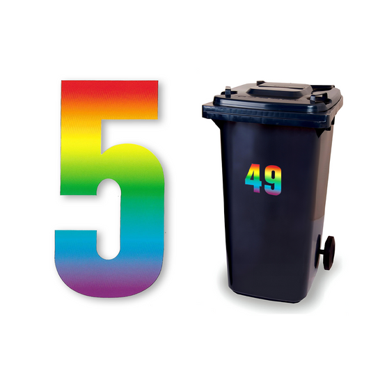 Huisnummer sticker Regenboog, nummer 5