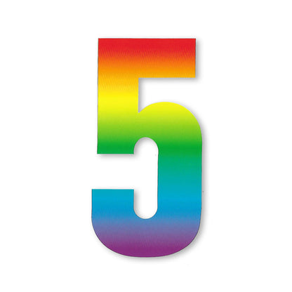 Huisnummer sticker Regenboog, nummer 5
