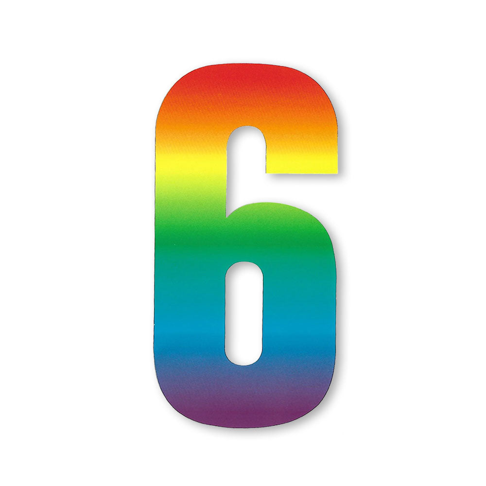 Huisnummer sticker Regenboog, nummer 6