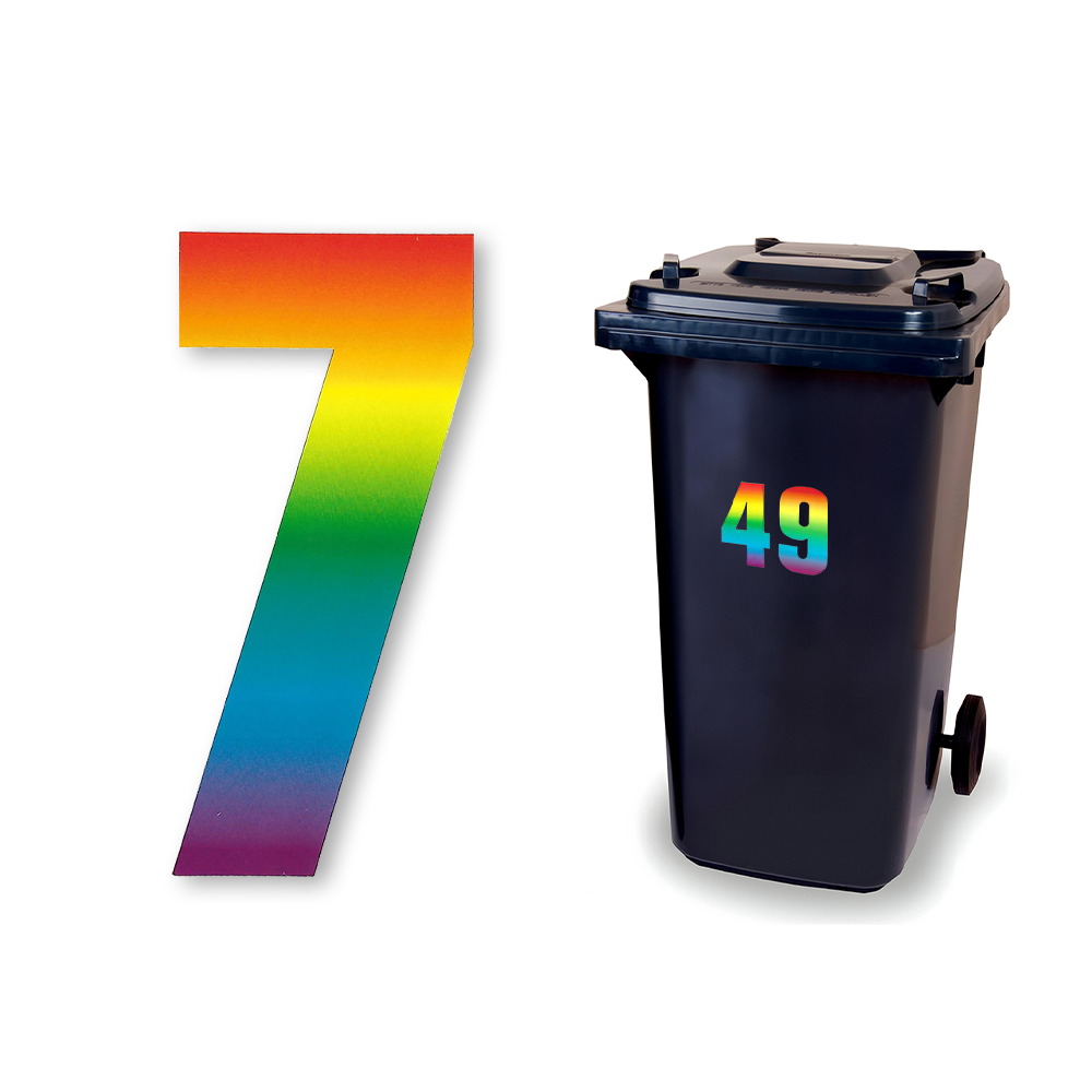 Huisnummer sticker Regenboog, nummer 7