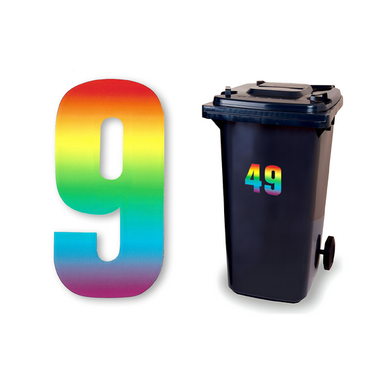 Huisnummer sticker Regenboog, nummer 9