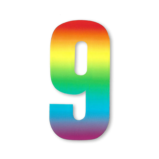 Huisnummer sticker Regenboog, nummer 9