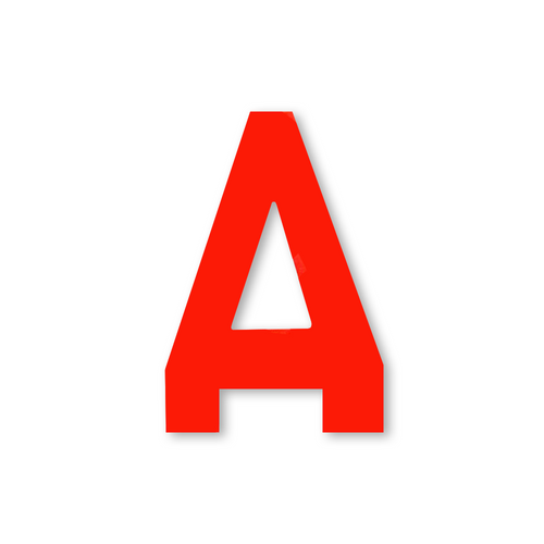 Huisletter sticker met rood reflecterende letter A geplakt op een kliko afvalcontainer