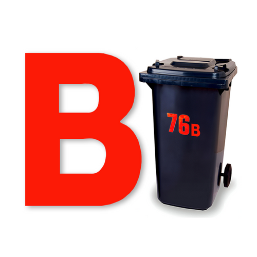 Huisletter sticker Reflecterend Rood: rood reflecterende letter B, vinylsticker van 8.5 x 6 cm