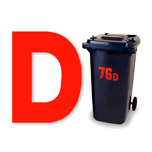 Huisletter sticker Reflecterend Rood: rood reflecterende letter D, vinylsticker van 8.5 x 6 cm