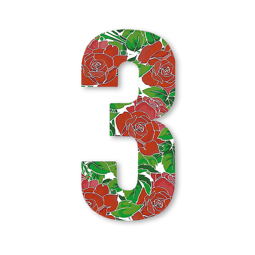 Huisnummer sticker Rozen, nummer 3