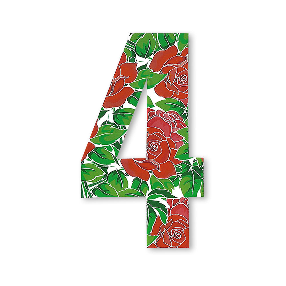 Huisnummer sticker Rozen, nummer 4