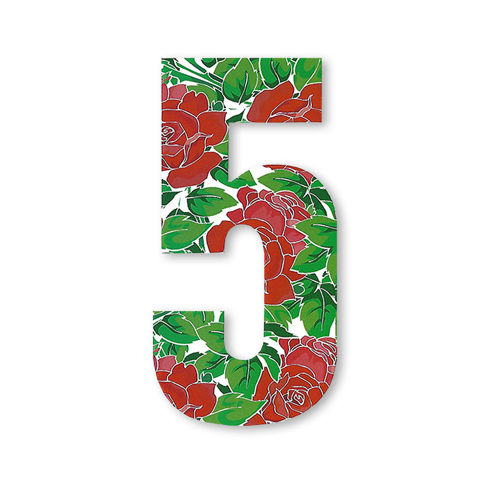Huisnummer sticker Rozen, nummer 5