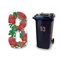 Huisnummer sticker Rozen: cijfer 8 met rode rozen, vinylsticker van 17 x 8 cm
